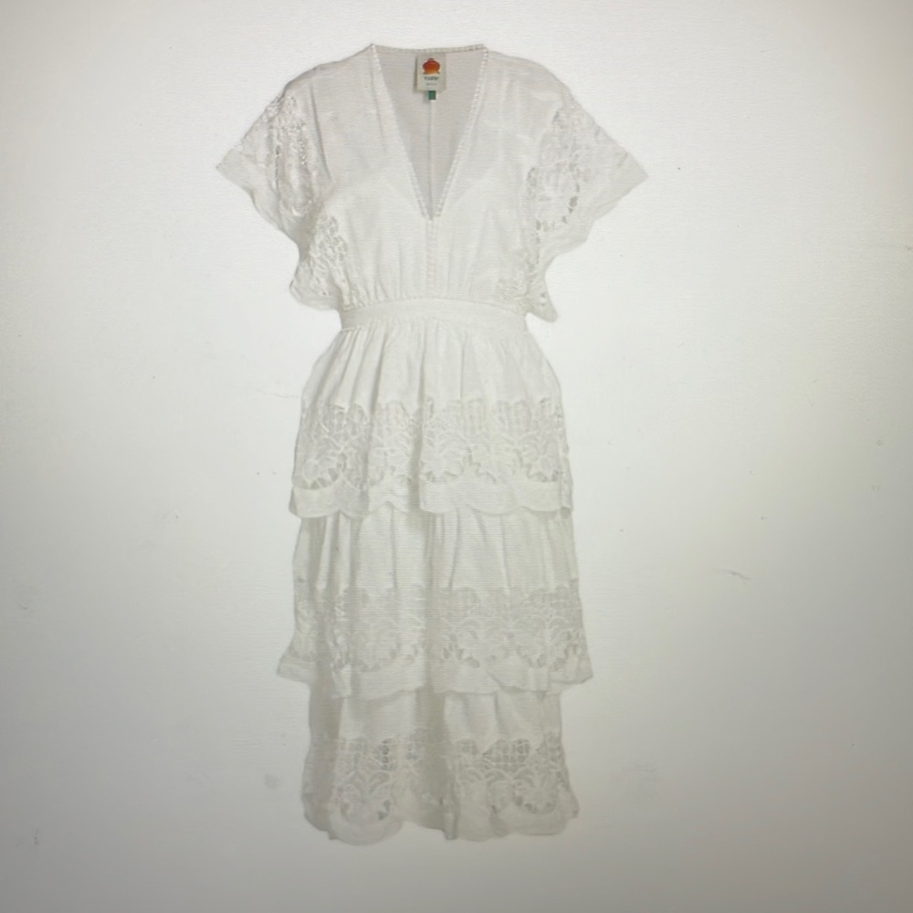Farm Rio Richelier Embroidered Midi Dress